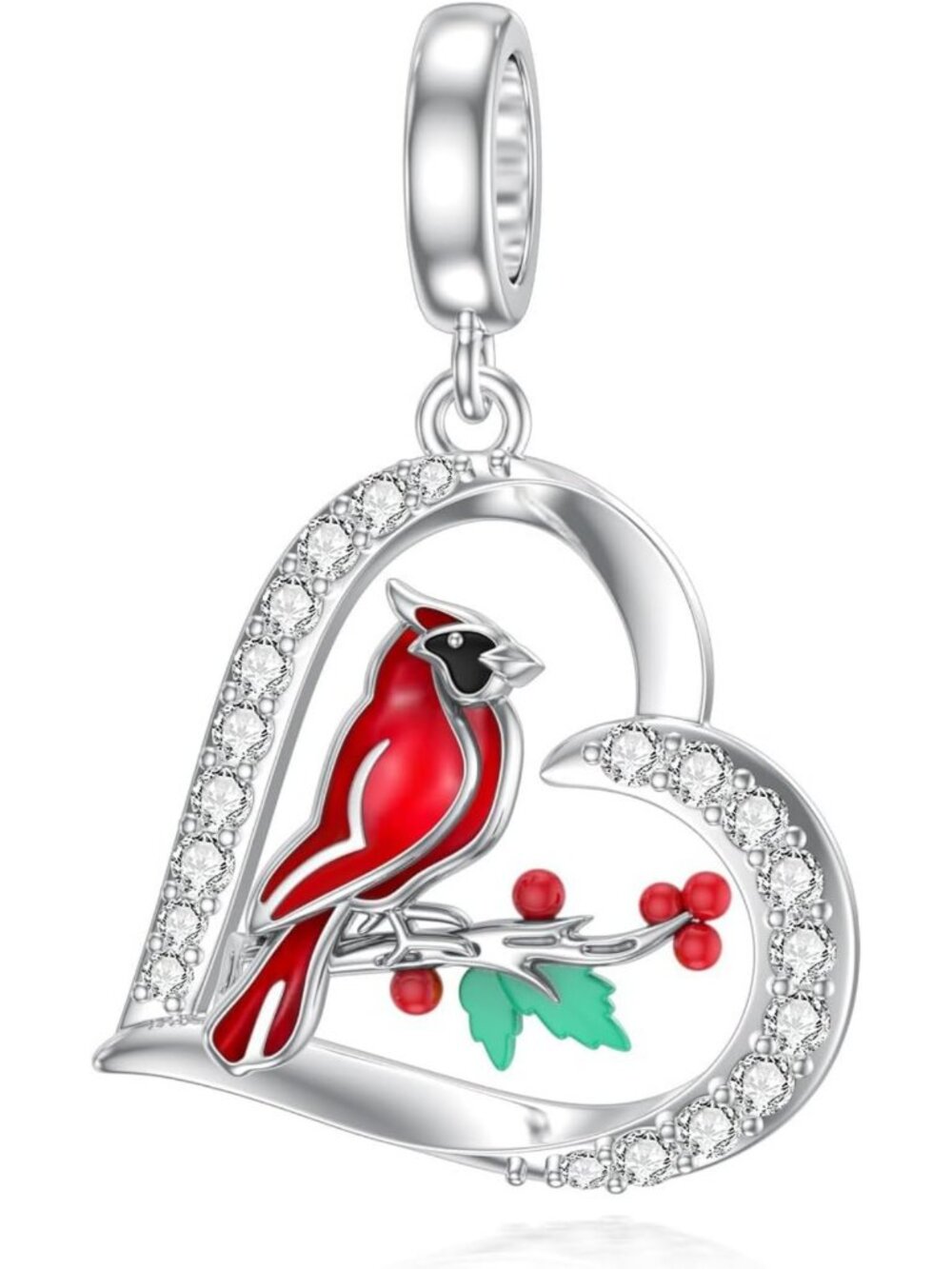 925 Sterling Silver Bird Charms for Bracelets - Red Cardinal, Blue Jay